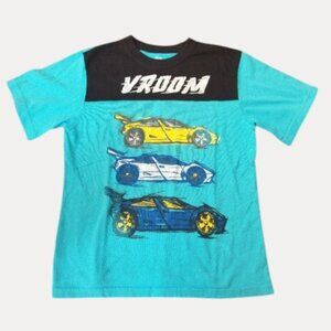 365 KIDS Blue and Black VROOM Race Car Short Sleeved Top Boys Size 8